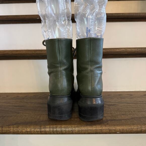 Stuart Weitzman Olive Green Leather Combat Boots Lug Sole Lace Up Platform 36 - Picture 4 of 6